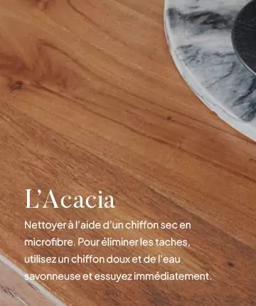 Entretien du buffet long moderne gris chaud avec plateau en acacia